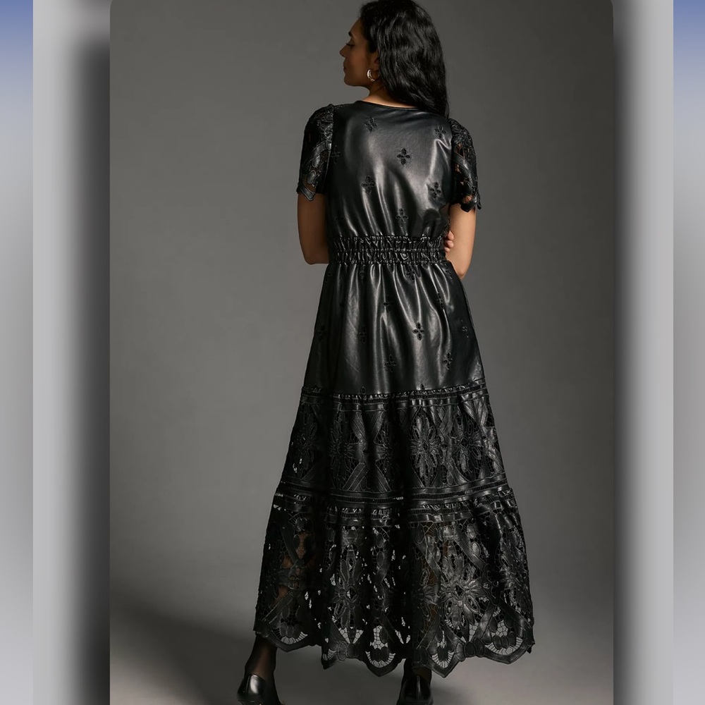 The Somerset Maxi Dress: Faux Leather Embroidered Edition 🔥 - Picture 3 of 10